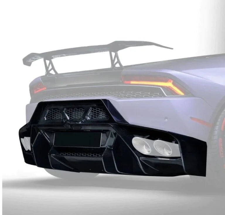 KP Lamborghini Huracan Pre Preg Carbon Fibre V-Style Rear Bumper