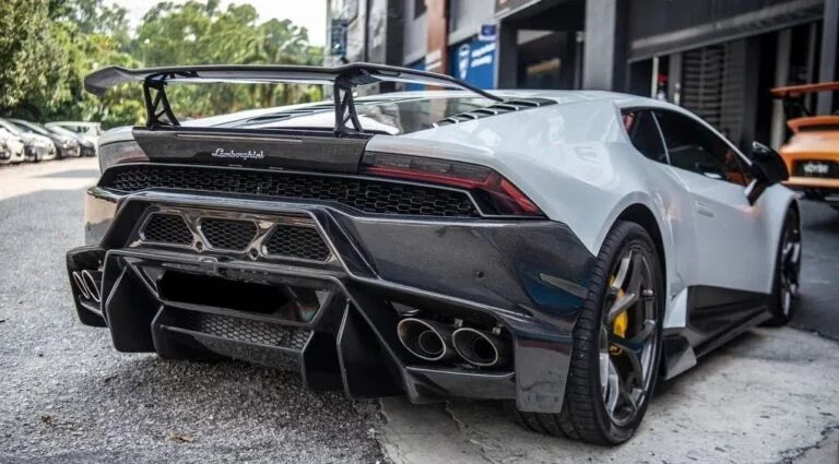 KP Lamborghini Huracan Pre Preg Carbon Fibre V-Style Rear Bumper